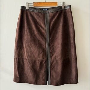 Ann Taylor brown suede and leather pencil skirt